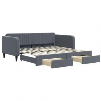 Sofá cama nido con cajones terciopelo gris oscuro 100x200 cm
