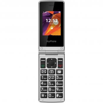 myPhone Tango LTE Teléfono Móvil para Personas Mayores 2.4 2MPx 4G Botón SOS Luz LED Negro y Plata