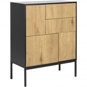 Sideboard ACTONA GROUP en imitación de roble salvaje, 80 cm de ancho, 3 puertas y 2 cajones