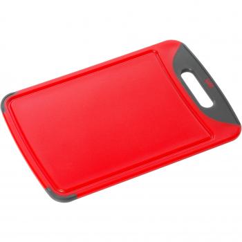 Silit Servieridee Tabla de Cortar con surco para líquidos y asa, Rojo, 38 cm