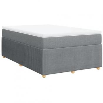 Cama box spring con colchón tela gris claro 120x200 cm