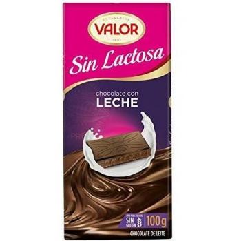Valor - Chocolate con Leche Sin Lactosa, Cacao 35% Mínimo. Delicioso Sabor y fácil digestión. Sin Gluten, Apto para Intolerantes a la lactosa - 100 Gramos