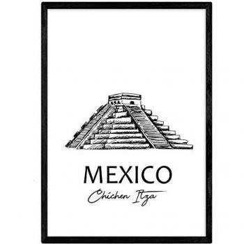 Póster de México El Castillo - Lámina A3 Sin Marco con Monumentos de Ciudades