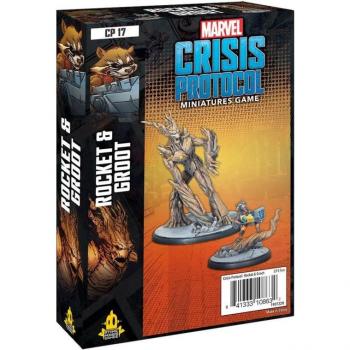 Asmodee Marvel Crisis Protocol: Rocket & Groot - Figura de juego de miniaturas en inglés, incluye dos miniaturas altamente detalladas (Rocket y Groot), tablero de juego, cartas de personaje y fichas para el sistema de juego basado en esc