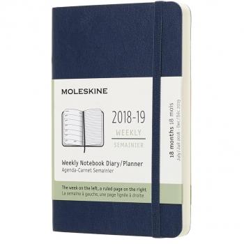 Agenda Moleskine Semanal 18 meses Pocket Azul Zafiro Soft Cover