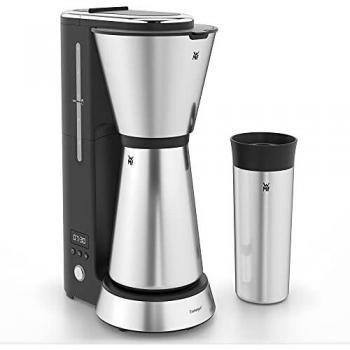 WMF Kitchenminis Aroma Cafetera de goteo con termo, filtro hasta 5 tazas de café, vaso térmico 350 ml, programa antical, indicador agua, display digital, filtro extraíble, 760 W, Cromargan Matt