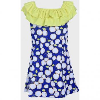Vestido de niña de licra estampado en azul marino