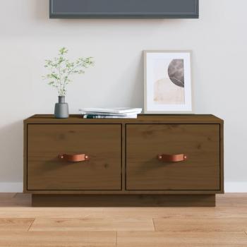 Mueble de TV de madera maciza de pino marrón miel 80x34x35 cm vidaXL