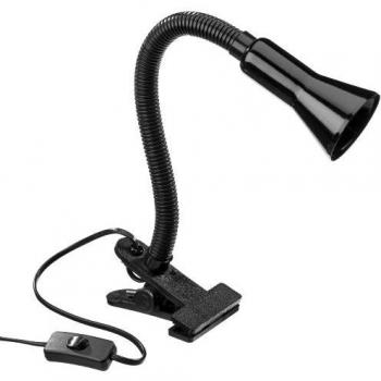 Flexo E14 1x18W Lámpara de Mesa con Clip y Brazo Flexible Negra