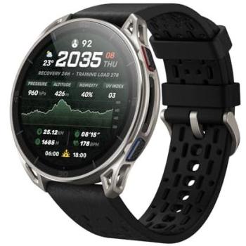 Reloj Inteligente Amazfit Cheetah 2 Ultra GPS Titanio 44mm con NFC, Correa Negra, Resistencia al Agua 5ATM, Pulsómetro y SpO2
