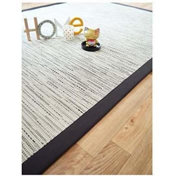 Alfombra plana 160x230 cm - Blanco Borneo con trenza de algodón antracita