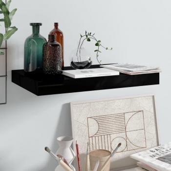 vidaXL Floating Wall Shelf High Gloss Black 40x23x3.8 cm MDF