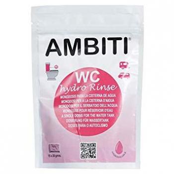 Ambiti Hydro Rinse Aditivo Perfumado para Cisterna WC Desinfectante para Taza del WC Portátil o Cassetes Higiene y Protección Fragancia Agradable a Piña Colada 15 Monodosis Hidrosol