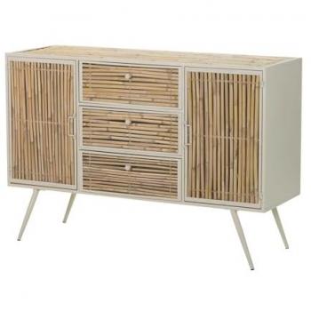 Aparador de Metal y Bambú Beige y Marrón 120x41x82 cm