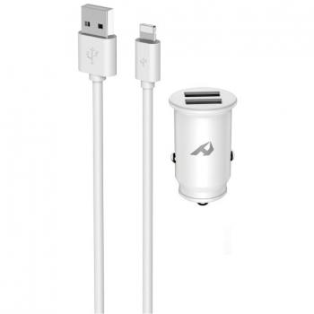 Cargador para Coche Home YCC-01IP con 2 Puertos USB de 5V/2.4A y Cable Lightning Integrado