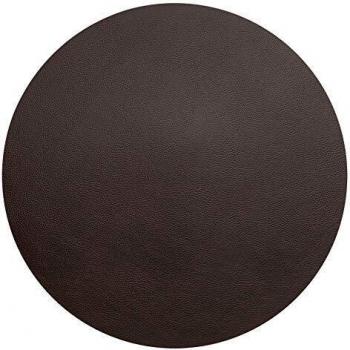 Mantel Individual Redondo de Cuero Granulado Marrón Ø 40 cm
