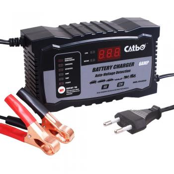 catbo Cargador 2 Amp 6 Amp de flotación de detección de voltaje, batería de plomo ácido de batería Mantenedor de Batería con pantalla LCD para moto coche barco marina atv cortacésped juguete coche