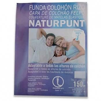 Protector Rizo Ajustable para Colchón 190/200 x 150 cm, Antiácaros, Altura Adaptable, 80% Algodón y 20% Poliéster, Apto para Planchar