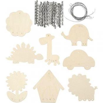 Carillones Eólicos de Madera Contrachapada, Tamaño 9-14 cm, Grosor 2 mm, Paquete de 24 Unidades