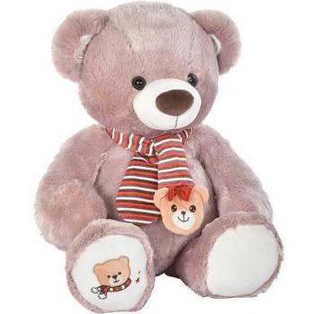 Oso de Peluche DKD Home Decor Blanco Bufanda Marrón Infantil