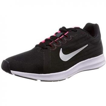 Nike Downshifter 8 (GS) Zapatillas de Running para Niñas en Negro con Detalles Metálicos Plateados, Talla 36.5 EU