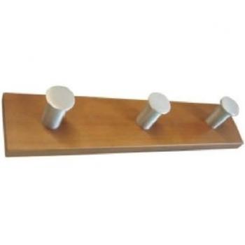 Percha de Pared de Madera y Aluminio con 3 Pomos