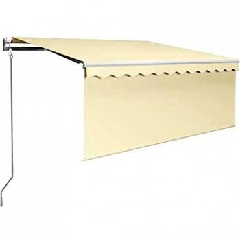 vidaXL Toldo Automático con Persiana LED Sensor de Viento Plegable Manivela Ventana Sombrilla Jardín Terraza Balcón Exterior Impermeable Crema 3x2,5m