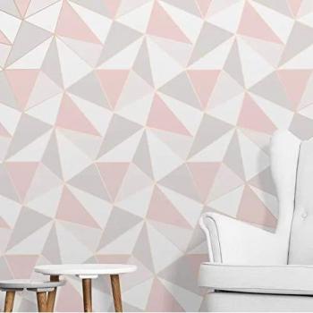 Papel Tapiz Geométrico Apex en Oro Rosa - Fine Decor FD41993