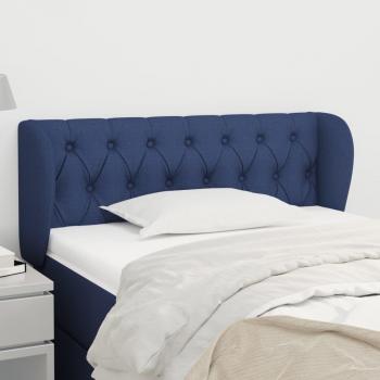 Cabecero de Tela Azul con Orejas 93x23x78/88 cm Acolchado y Tapizado