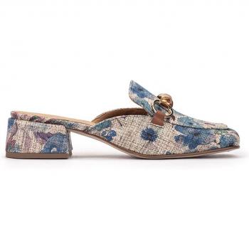 Zapatos de tacón destalonado estampados modelo DEVA en tonos azules