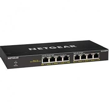 NETGEAR GS308PP 8-Port Gigabit Ethernet Unmanaged PoE+ Switch with 8 x PoE+, Desktop/Wallmount, Sturdy Metal, 83 W, Black