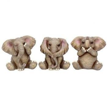 Cime Home Figura de Tres Elefantes bebés, 8 cm, Color Gris