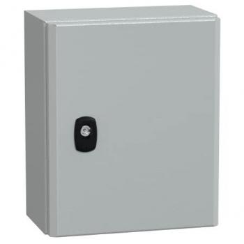 Caja de pared Schneider Electric Spacial S3D, puerta sin placa de montaje, dimensiones H300 x W250 x D150 mm, IP66, IK10, color RAL7035