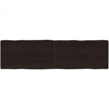 Mesa de comedor de roble marrón oscuro 180 x 50 x (2-6) cm, madera sin tratar, borde natural gris