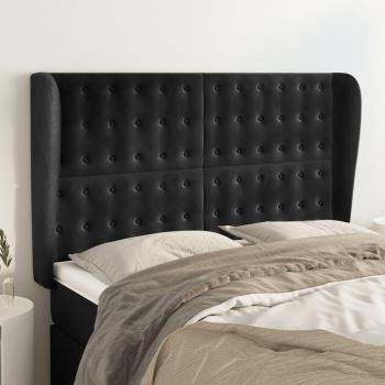 Cabecero con orejas de terciopelo negro 147x23x118/128 cm Vidaxl