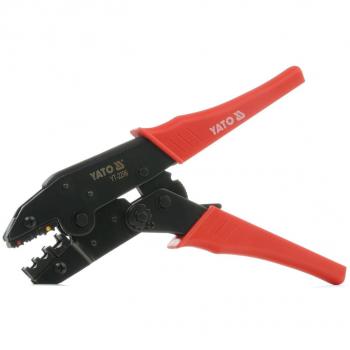 Alicate crimpador Yato YT-2296, herramienta de mano para crimpar conectores en cables eléctricos, fabricado en acero al carbono con tratamiento de superficie antioxidante, mango ergonómico y antideslizante para un mejor