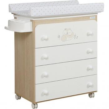Bañera cambiador Micuna Happy Waterwood natural/blanco lunares beig