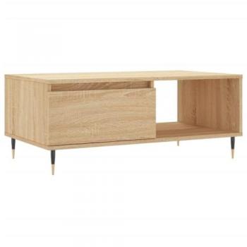 Mesa de centro madera contrachapada 90x50x36,5 cm en color blanco y negro, acabado brillante, ideal para salón o comedor