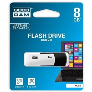 Goodram UCO2 8GB USB 2.0 Type-A Negro, Color Blanco Unidad Flash USB