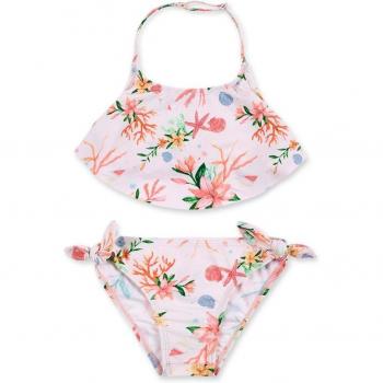 Tuc Tuc - Bikini de niña estampado con volante, colorido, con volantes en los laterales, tejido suave y cómodo, ideal para verano y actividades acuáticas