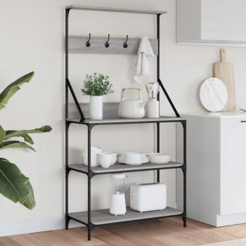 Estantería de cocina con ganchos y 4 estantes en madera ingeniería gris Sonoma