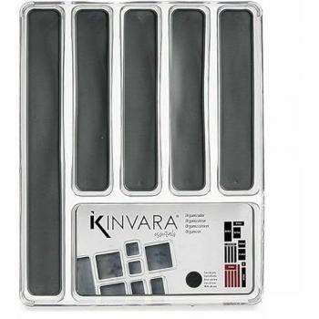 Organizador para Cubiertos de Plástico Reciclado Gris 32,3 x 4,5 x 40 cm (12 Unidades)