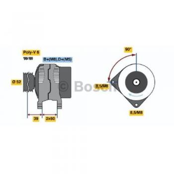 Alternador BOSCH 0 986 041 280 - Tipo: Alternador, Marca: BOSCH, Número de pieza: 0 986 041 280