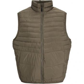 Jack & Jones Packable Padded Vest with Stand Collar - Olive Green, Size L