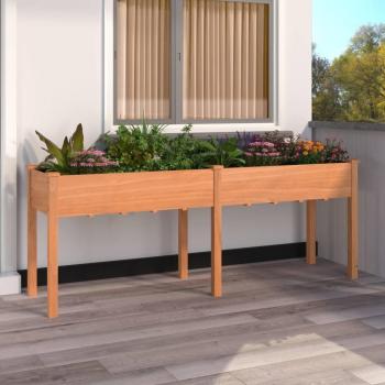Jardinera de madera maciza de abeto marrón con forro, dimensiones 203x53x76 cm