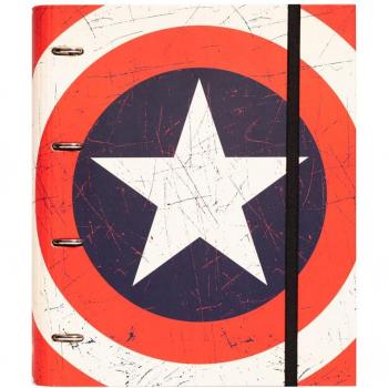 Carpeta con Anillas Capitán América Escudo Marvel A4 Troquelada con Goma