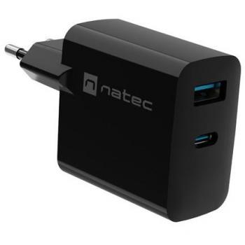 Cargador de dispositivo móvil Universal Natec NUC-2145 Negro Corriente alterna Carga rápida Interior y Cargador de Pared USB-A y USB-C Natec Ribera GAN 65W