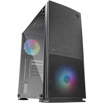 MARSGAMING MC220, Caja Gaming ATX, 2 Ventiladores FRGB, VentanaRejillas, Negro