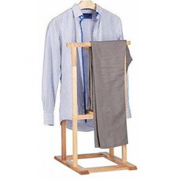 Galán de Noche de Madera de Nogal, Perchero para Trajes sin Arrugas, 102 x 47 x 50 cm, Marrón