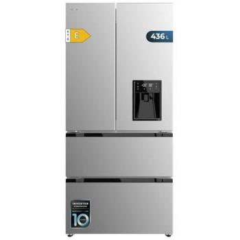 Frigorífico Puerta Francesa Inox 436L con Dispensador de Agua y Compresor Inverter Plus, Total No Frost, Alarma Puerta Abierta